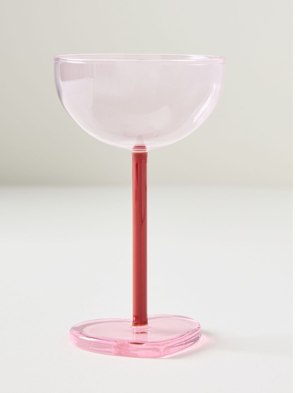 Anthropologie Heart Coupe Glasses Footed Borosilicate Wine New Pink Set of 2 NIB